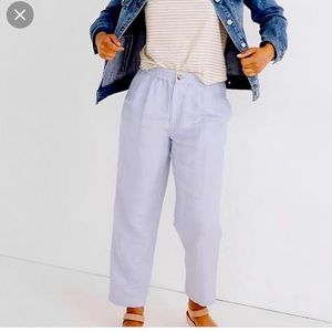 Madewell Linen Blend Track Trousers Craft Blue - Size S NWT